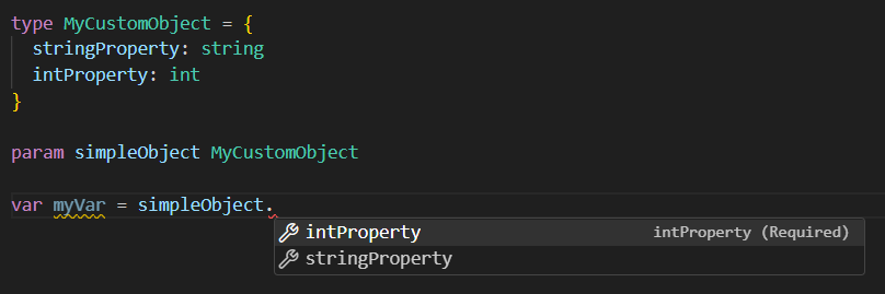 Example of user-defined object